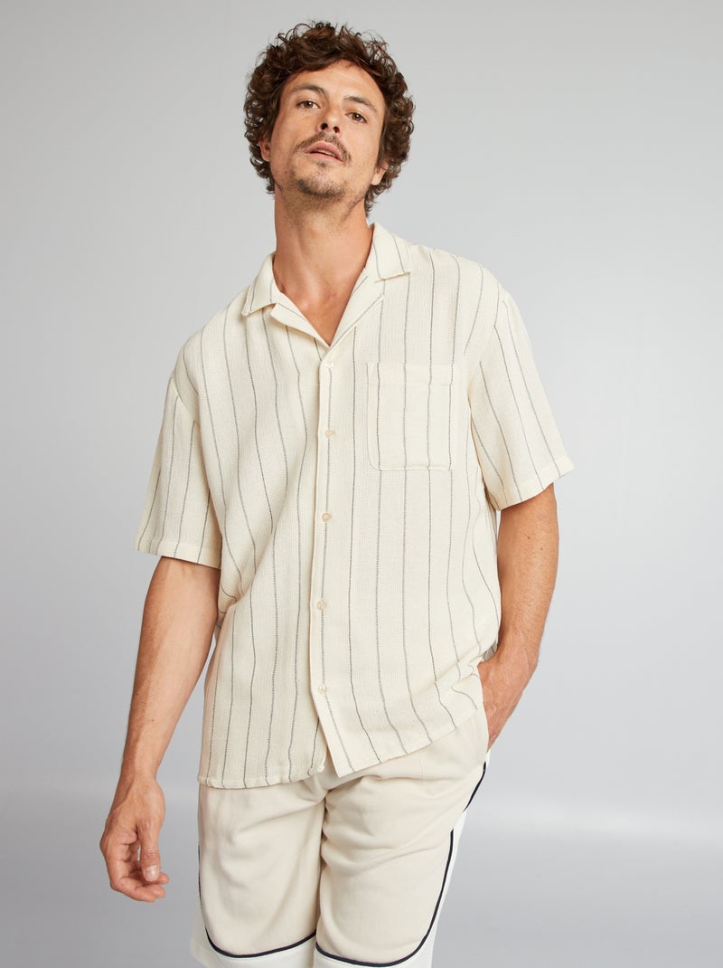 Camisa de rayas de manga corta AZUL - Kiabi