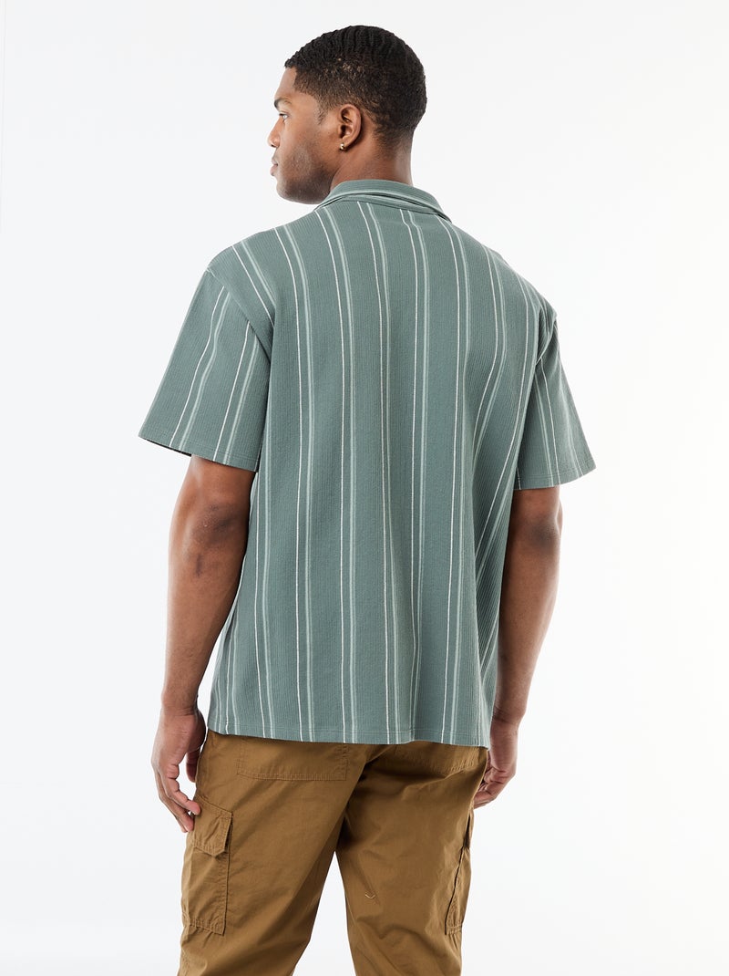 Camisa de rayas de manga corta Azul - Kiabi
