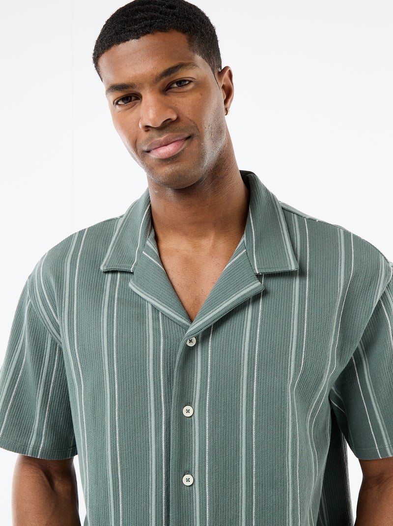 Camisa de rayas de manga corta Azul - Kiabi