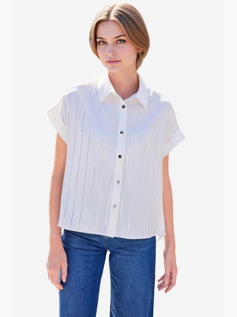 Camisa de rayas de manga corta bdart Blanco - Kiabi