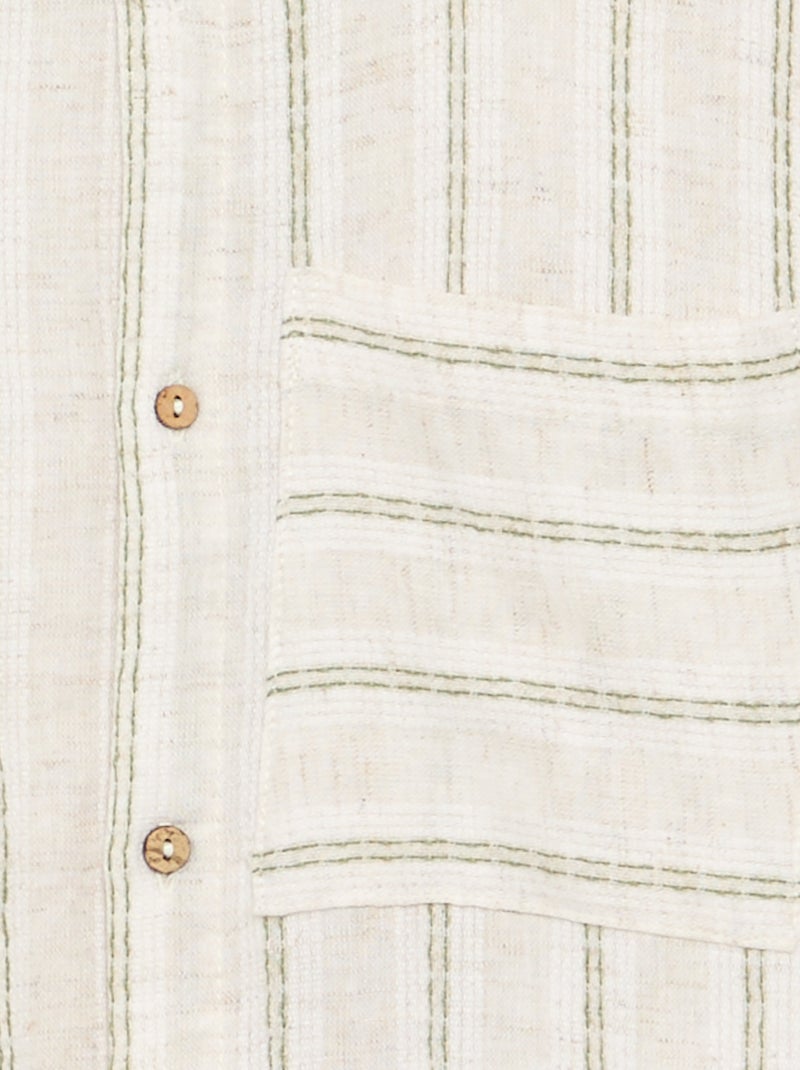 Camisa de rayas de manga corta Beige - Kiabi