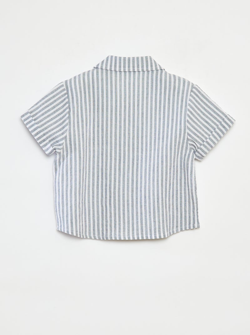 Camisa de rayas de manga corta BLANCO - Kiabi