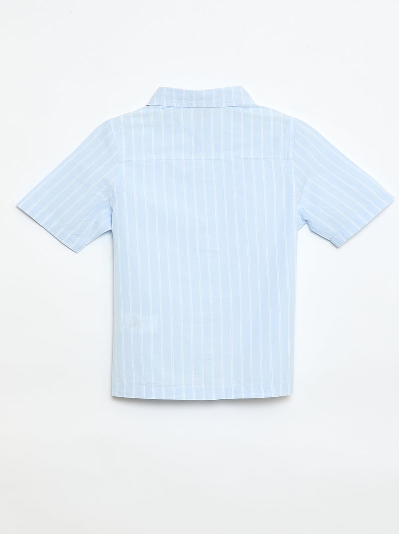 Camisa de rayas de manga corta en algodón Azul - Kiabi