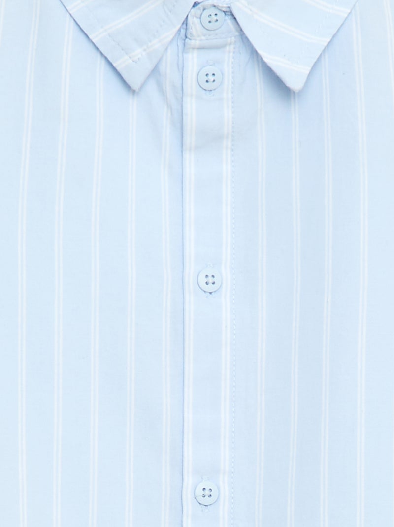 Camisa de rayas de manga corta en algodón Azul - Kiabi