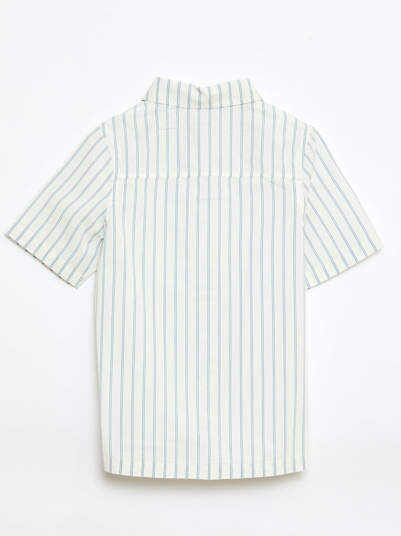 Camisa de rayas de manga corta en algodón Beige - Kiabi
