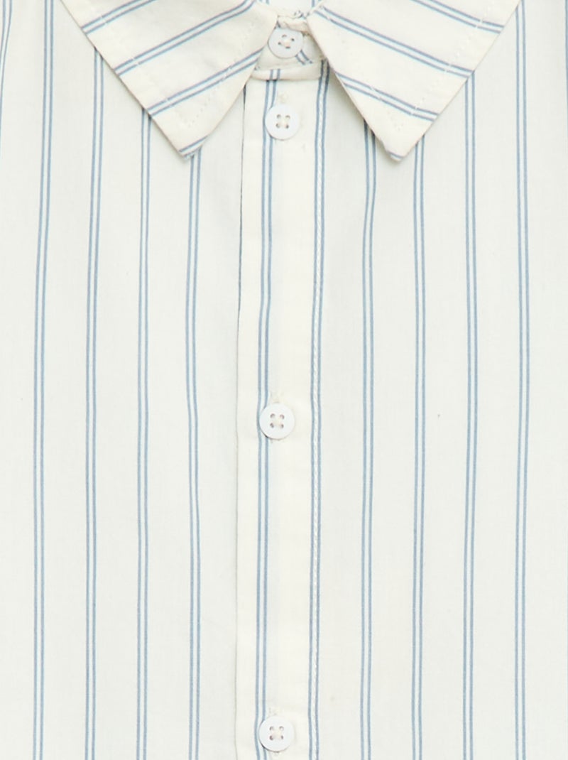 Camisa de rayas de manga corta en algodón Beige - Kiabi