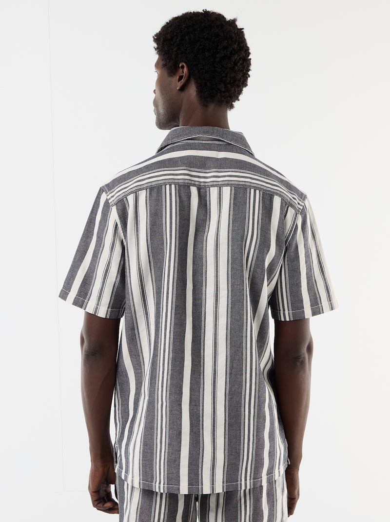 Camisa de rayas de manga corta Negro - Kiabi