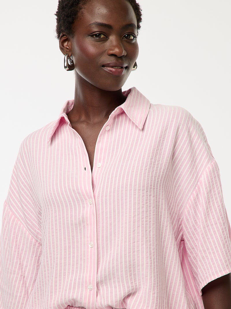 Camisa de rayas de manga corta Rosa - Kiabi