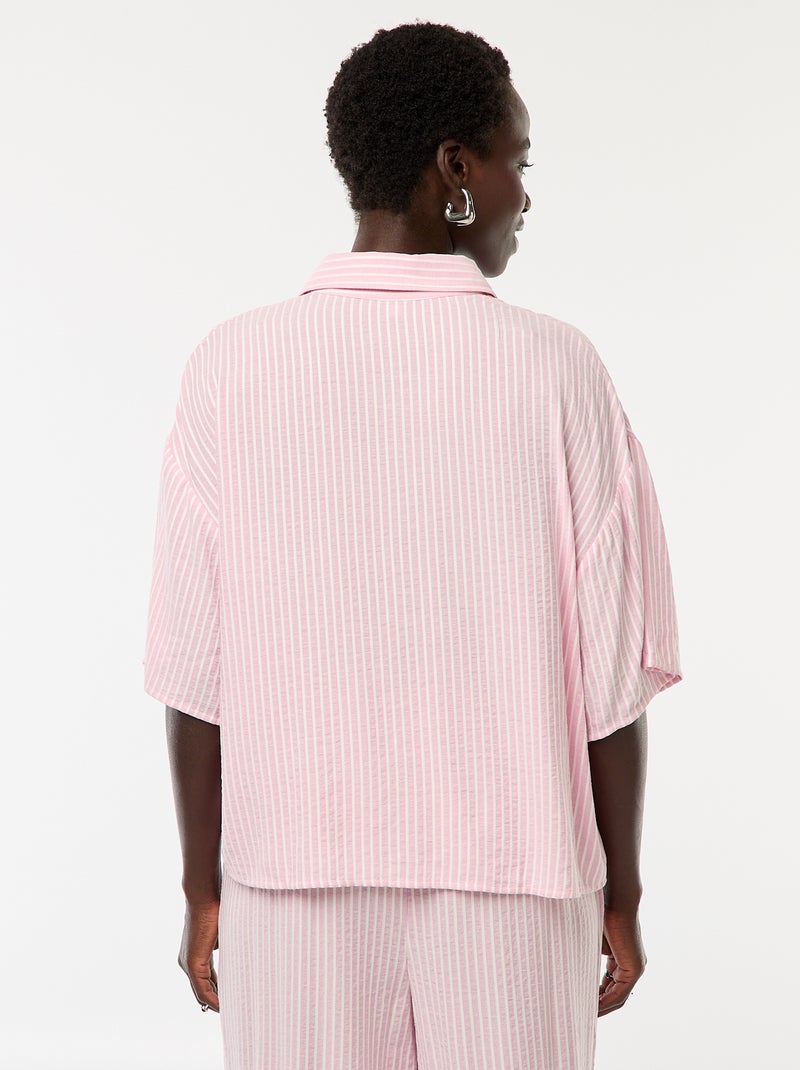 Camisa de rayas de manga corta Rosa - Kiabi