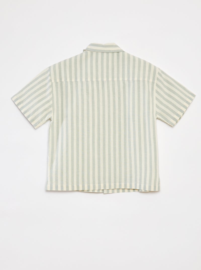 Camisa de rayas de manga corta VERDE - Kiabi