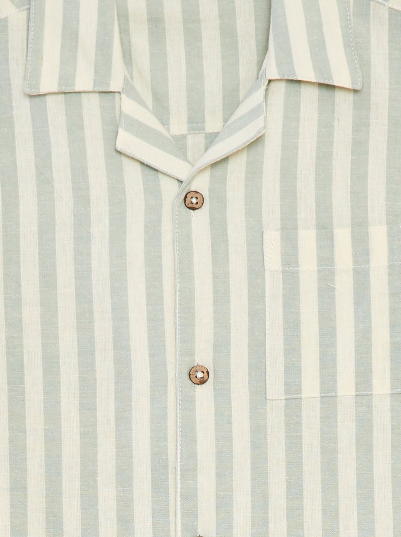 Camisa de rayas de manga corta VERDE - Kiabi