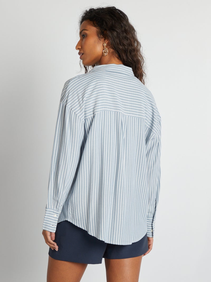 Camisa de rayas de manga larga AZUL - Kiabi
