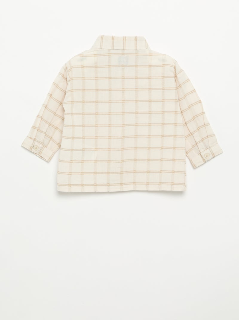 Camisa de rayas de manga larga Beige - Kiabi