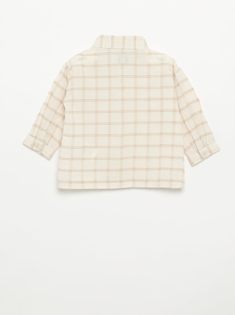 Camisa de rayas de manga larga Beige - Kiabi