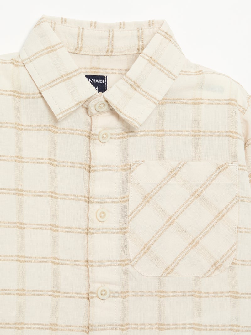 Camisa de rayas de manga larga Beige - Kiabi