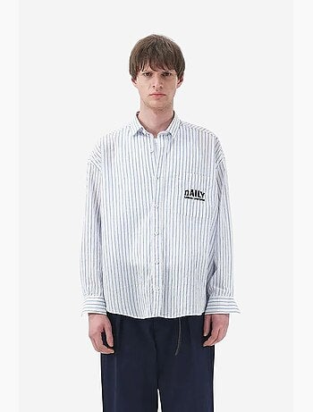 Camisa de rayas de manga larga con bordado giesto