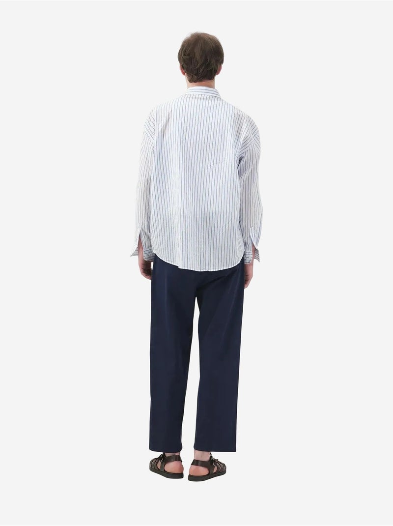 Camisa de rayas de manga larga con bordado giesto Blanco - Kiabi
