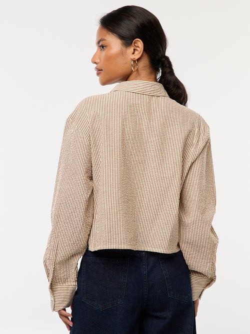 Camisa de rayas de manga larga con bordados - Kiabi