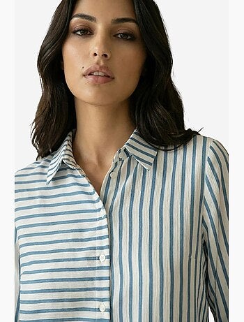 Camisa de rayas de manga larga con cierre de botones delantero my fashion