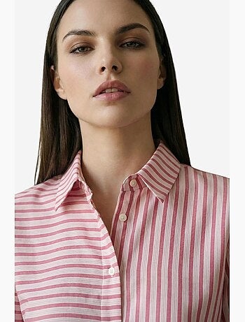 Camisa de rayas de manga larga con cierre de botones delantero my fashion