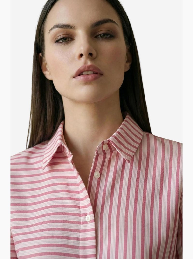 Camisa de rayas de manga larga con cierre de botones delantero my fashion Magenta - Kiabi