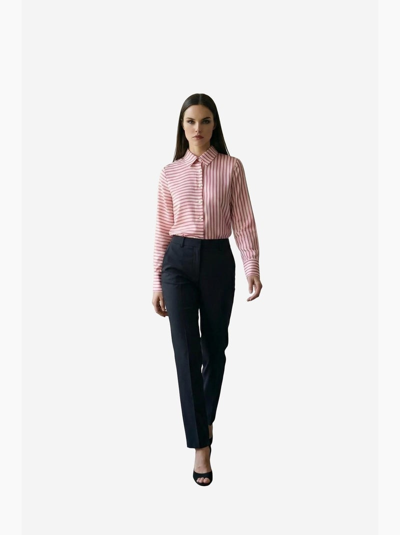 Camisa de rayas de manga larga con cierre de botones delantero my fashion Magenta - Kiabi