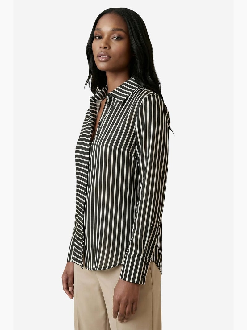 Camisa de rayas de manga larga con cierre de botones delantero my fashion Negro - Kiabi