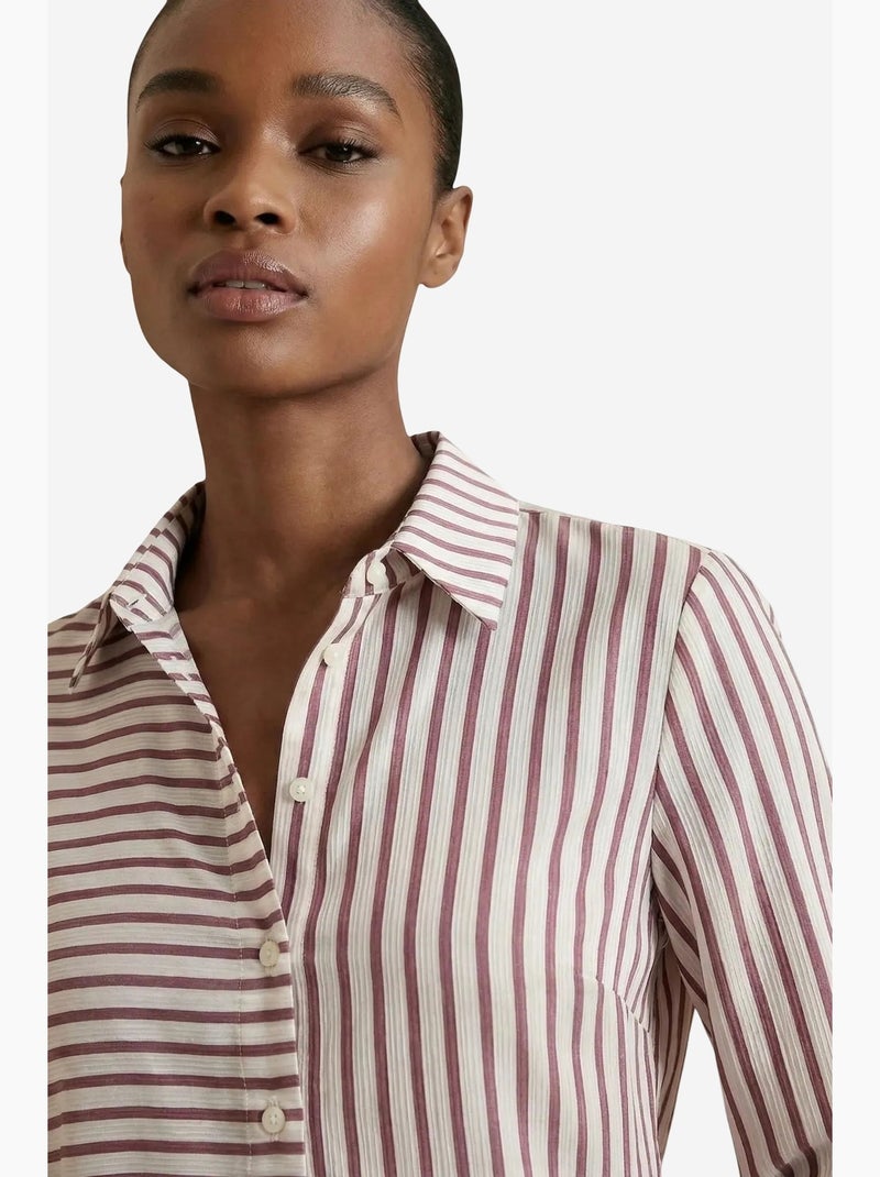 Camisa de rayas de manga larga con cierre de botones delantero my fashion Rosa viejo - Kiabi