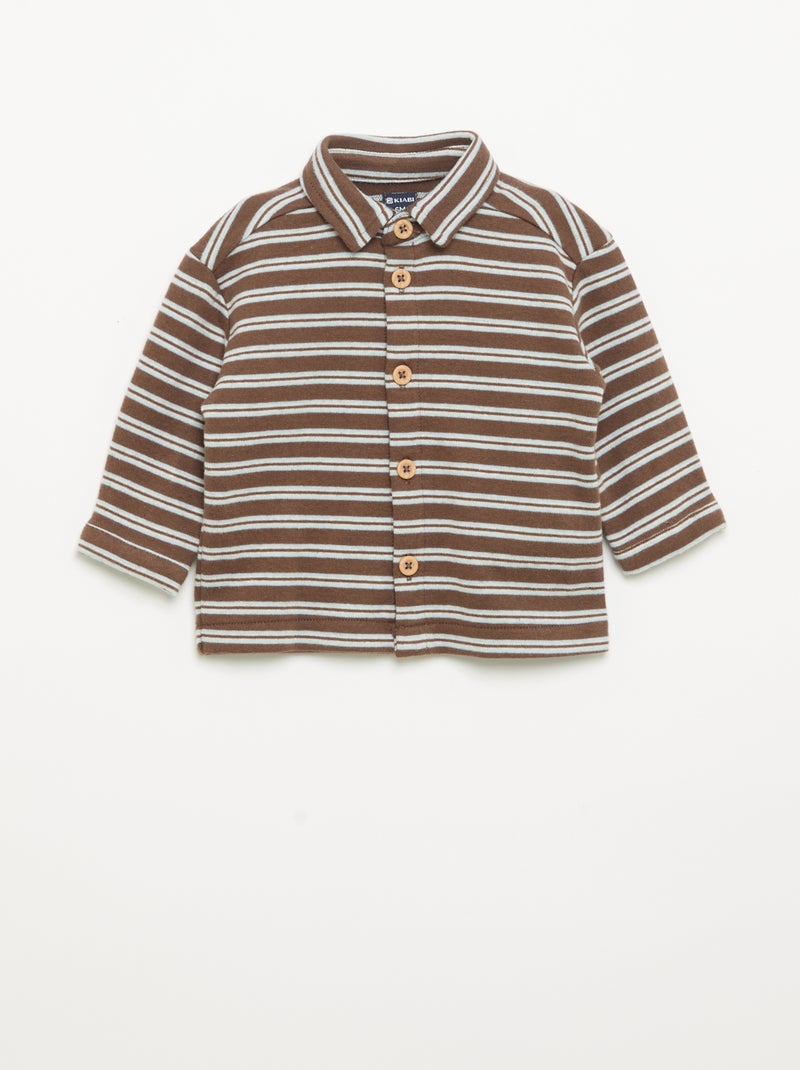 Camisa de rayas de manga larga Marron - Kiabi