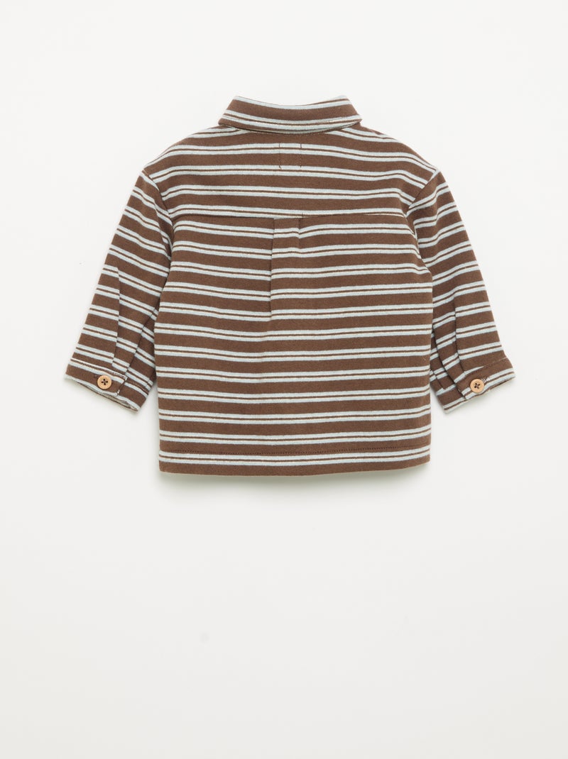 Camisa de rayas de manga larga Marron - Kiabi