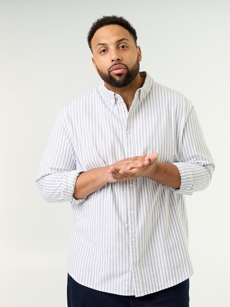 Camisa de rayas de manga larga Verde - Kiabi