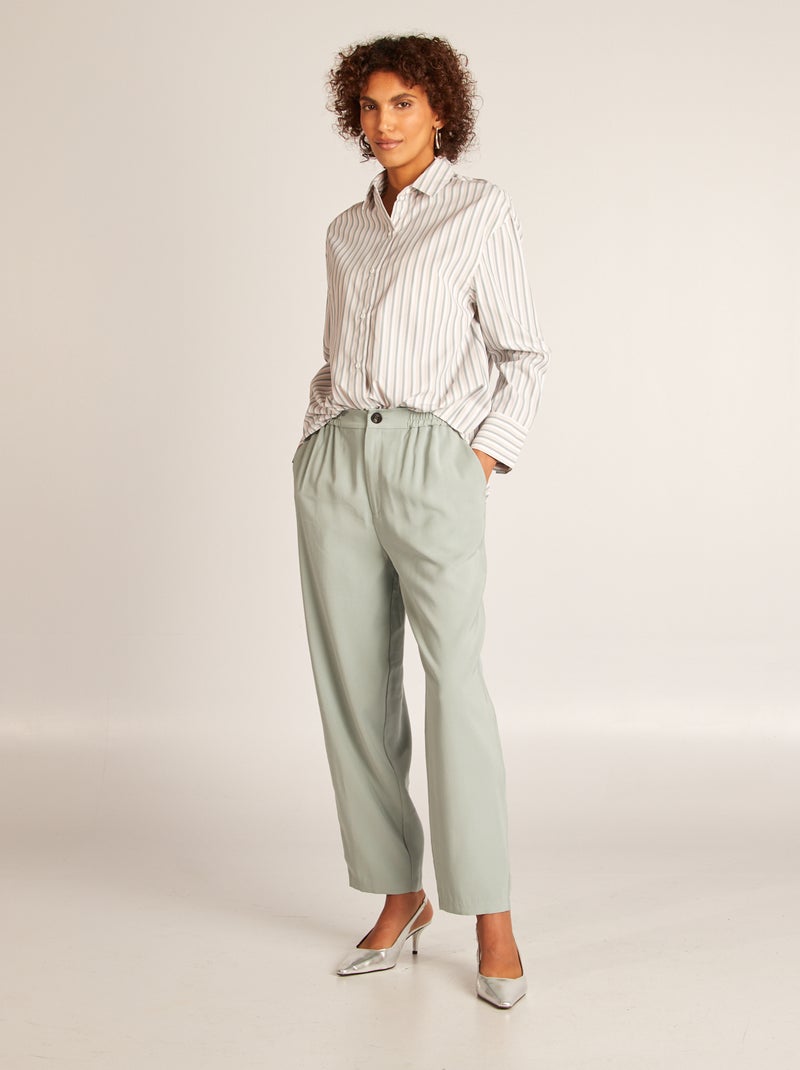Camisa de rayas de popelina BEIGE - Kiabi
