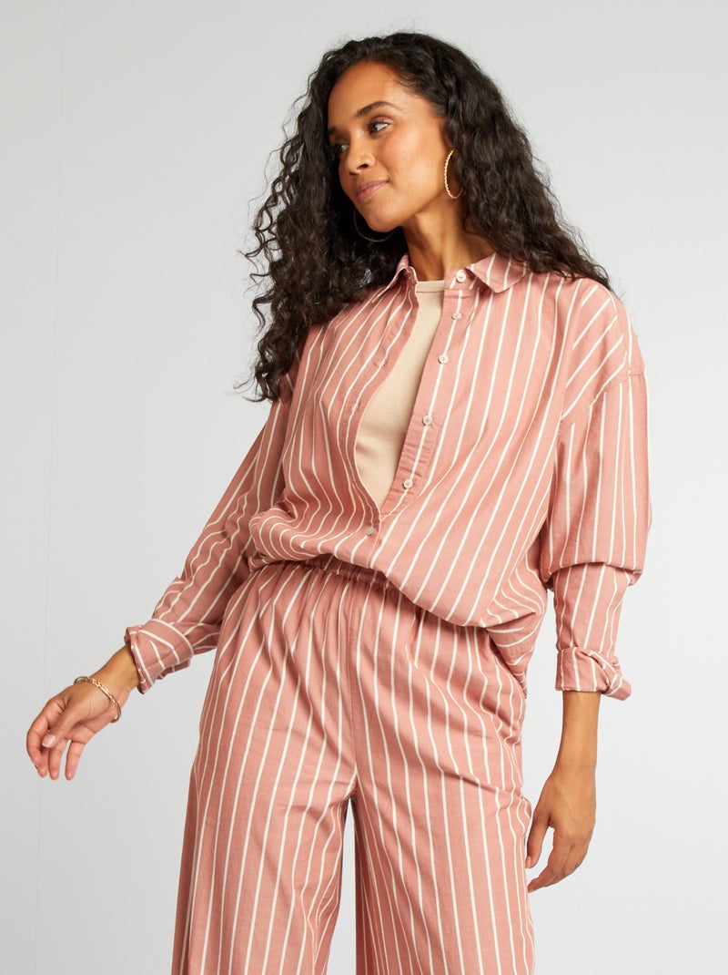 Camisa de rayas de popelina ROSA - Kiabi