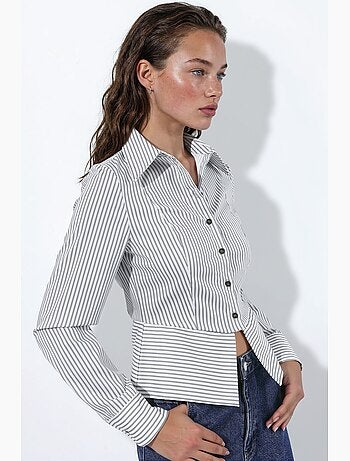 Camisa de rayas entallada con detalle peplum hiccup