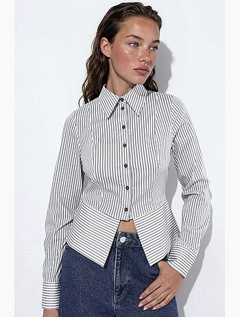 Camisa de rayas entallada con detalle peplum hiccup