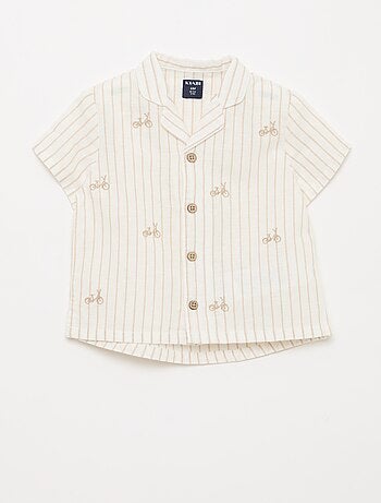 Camisa de rayas estampada de manga corta