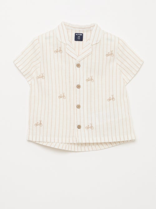 Camisa de rayas estampada de manga corta - Kiabi