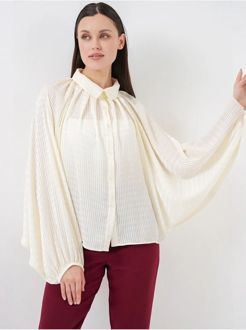 Camisa de rayas extragrande con botones bdart Marfil - Kiabi