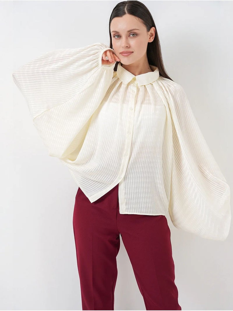 Camisa de rayas extragrande con botones bdart Marfil - Kiabi