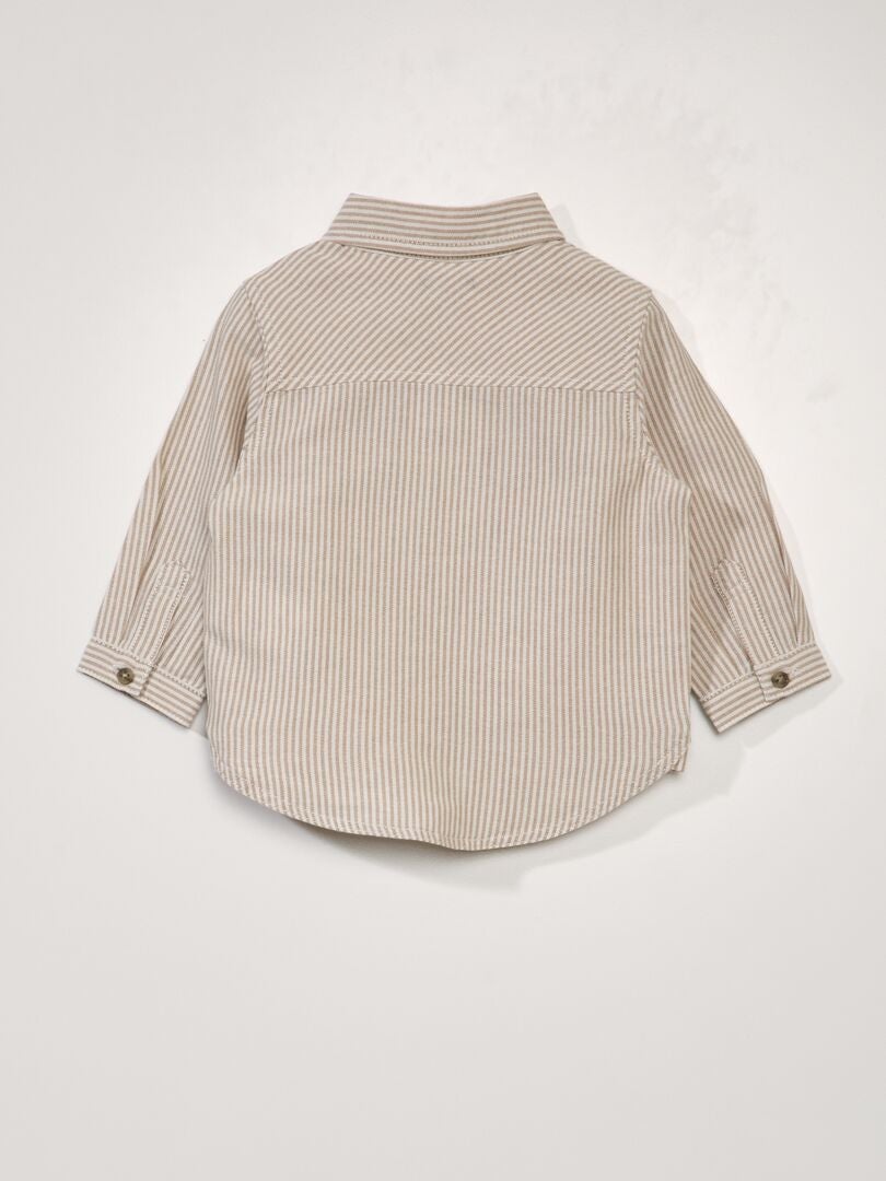 Blusa plisada Kaelis de rayas marrón