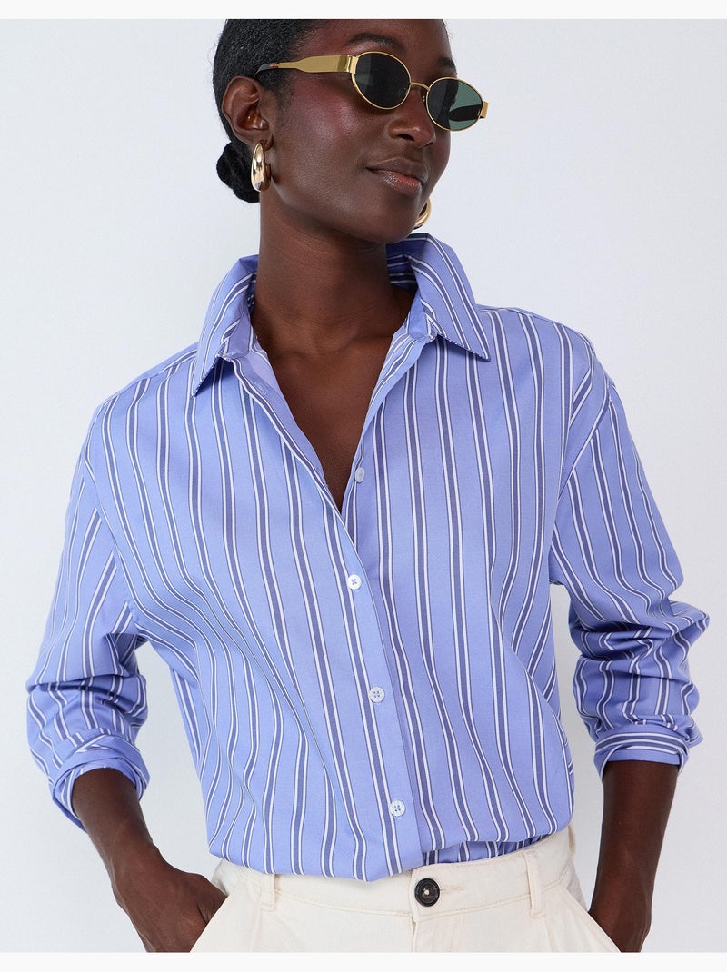 Camisa de rayas, mo fashion Azul - Kiabi