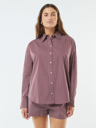 Camisa de rayas oversize de popelina