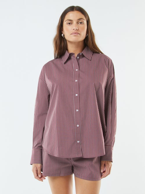 Camisa de rayas oversize de popelina - Kiabi