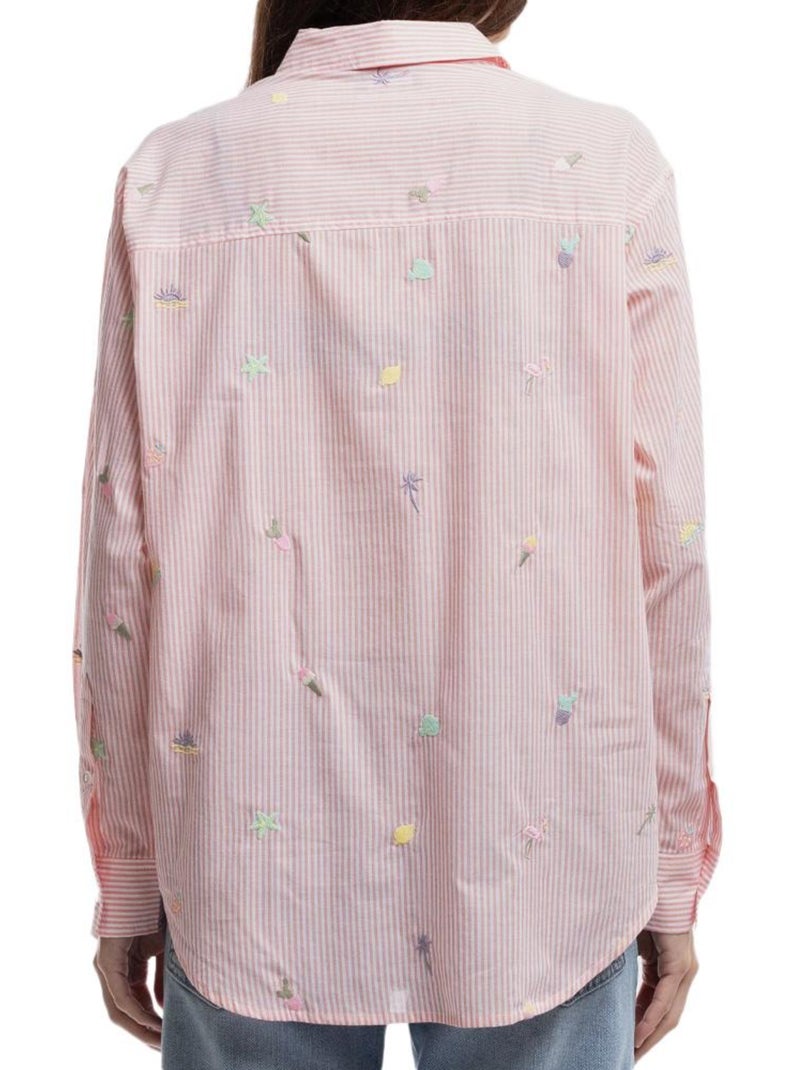 Camisa de Rayas para Mujer Teddy Smith Naranja - Kiabi