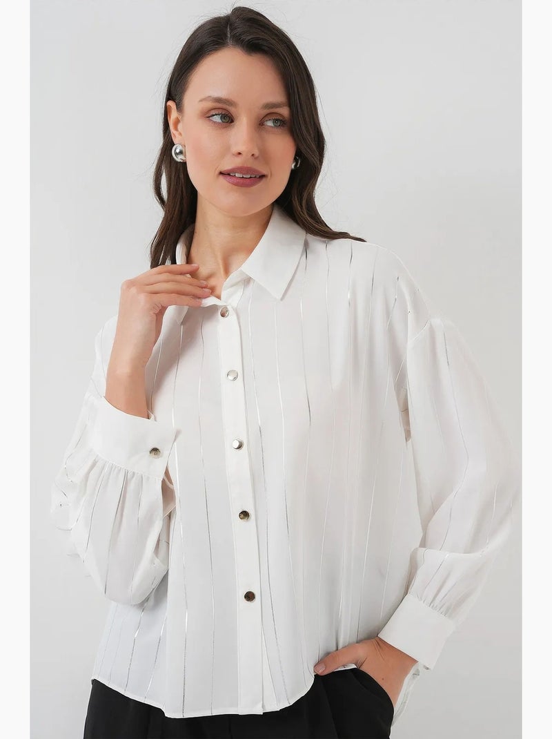 Camisa de rayas plateadas bdart Crema - Kiabi