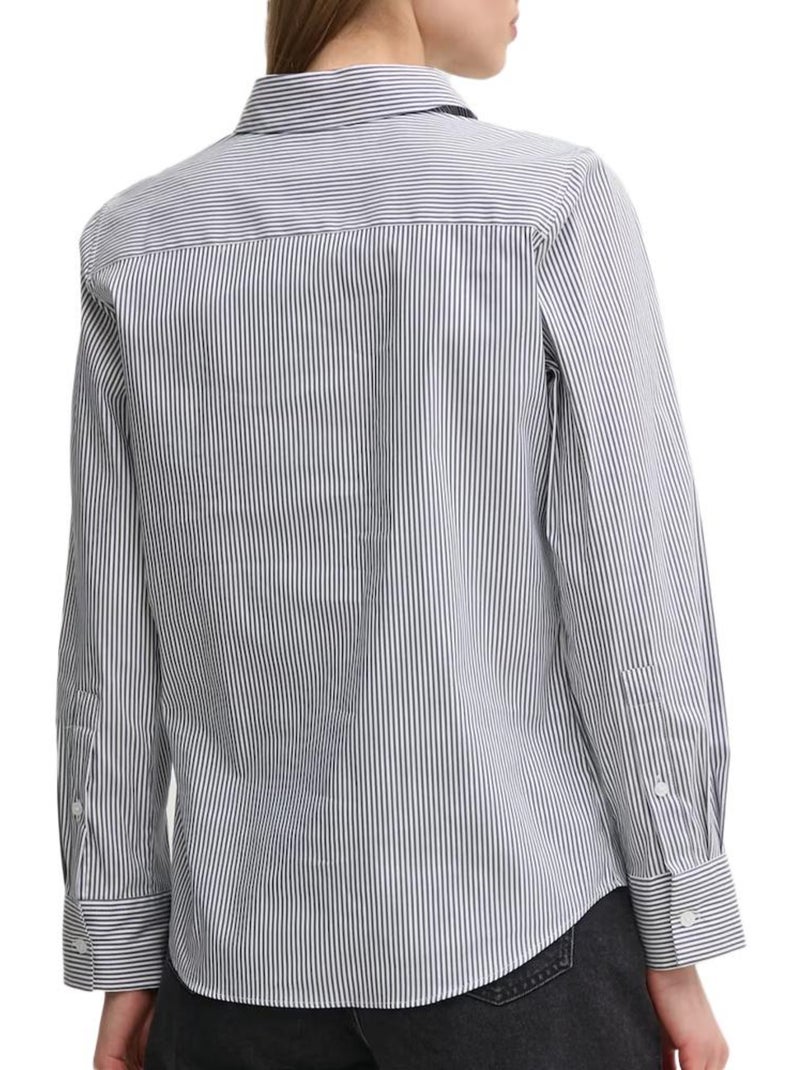 Camisa de Rayas Tommy Hilfiger para Mujer de Popelina Regular Gris plateado - Kiabi