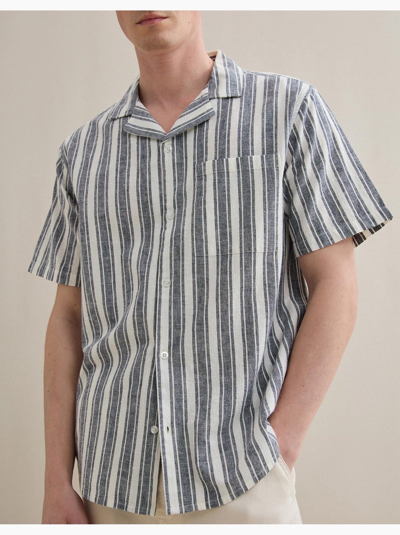 Camisa de resort con lino, MO Fashion Azul - Kiabi