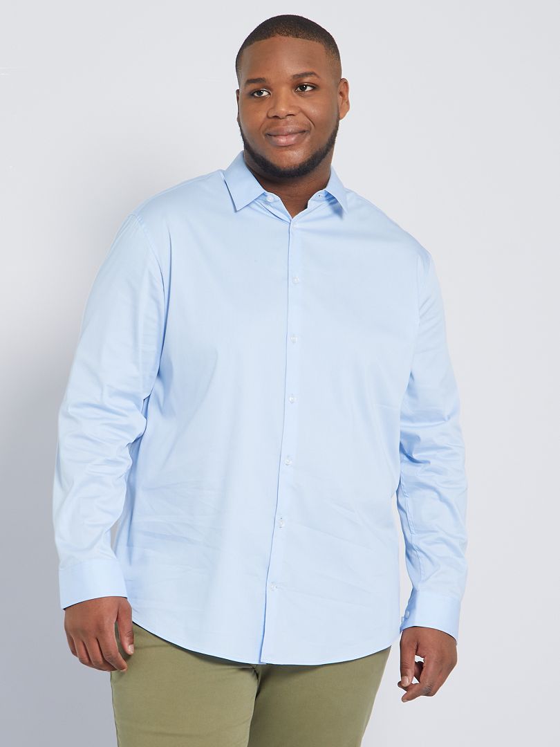 Camisa de sarga elástica AZUL - Kiabi