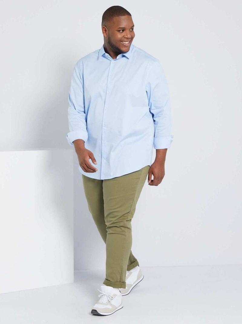 Camisa de sarga elástica AZUL - Kiabi