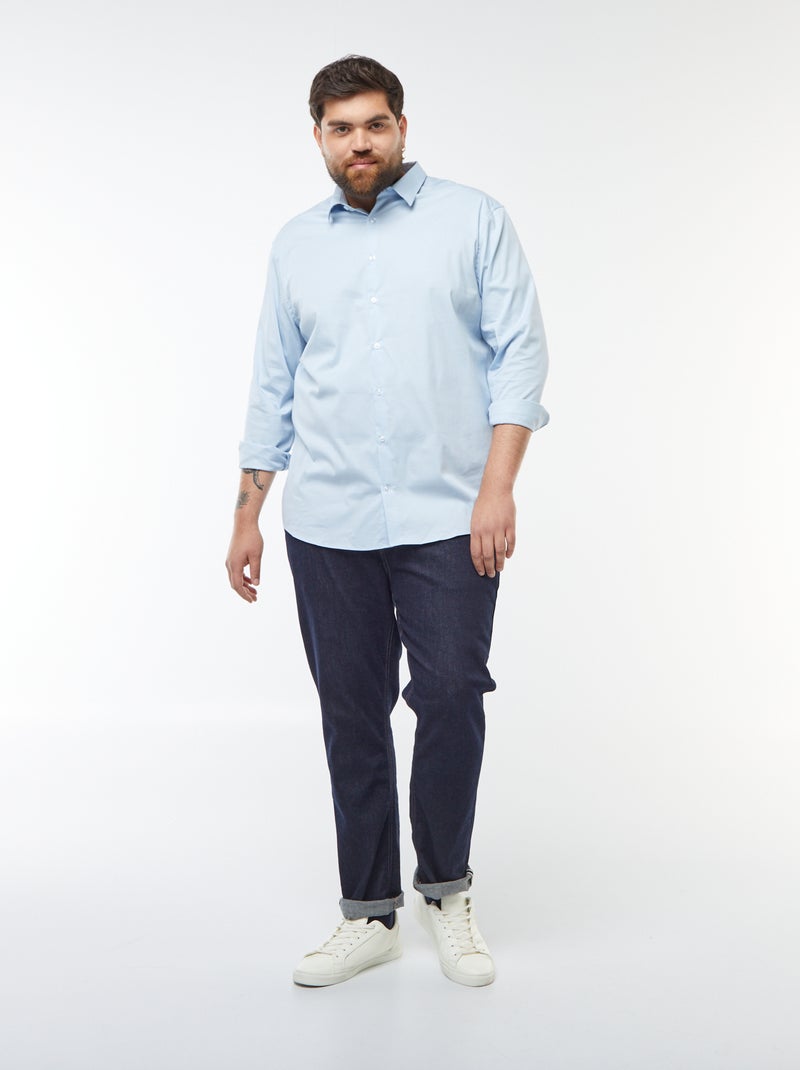 Camisa de sarga elástica Azul - Kiabi